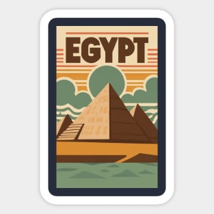 A Vintage Travel Poster of Giza Pyramids - Egypt Sticker